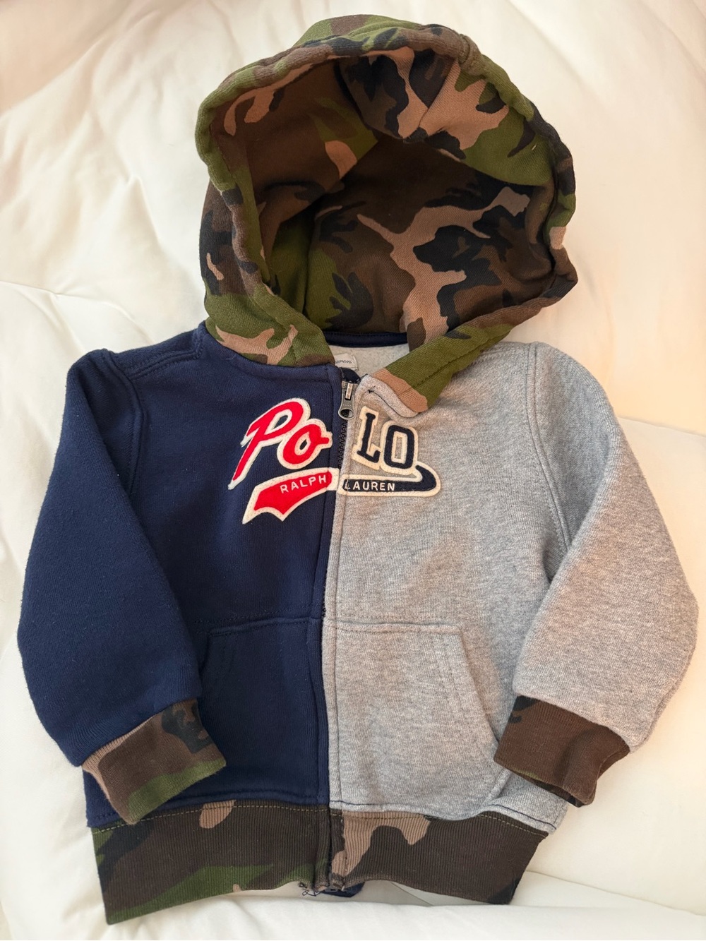 Ralph Lauren Baby Navy & Gray Camo Hooded Zip-Up Sweatshirt